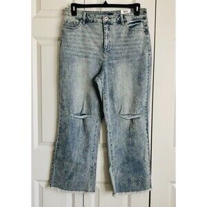 style & co. jeans wide crop size 12 wash blue Demin high rise slimming pockets